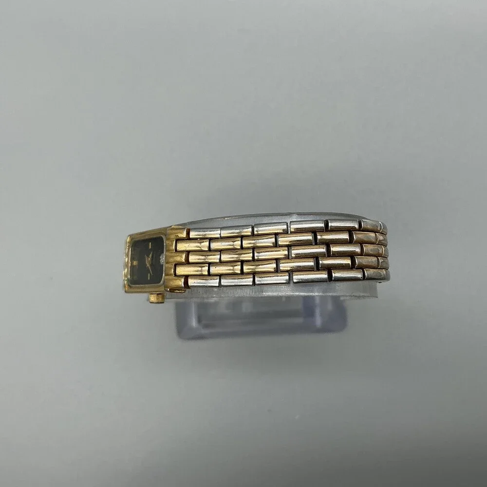 Vintage Bulova Womens Watch 12mm Black Dial Gold Tone Diamond New Battery